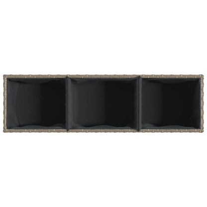 vidaXL Garden Planter with 3 Pots Grey 105x30x32 cm Poly Rattan