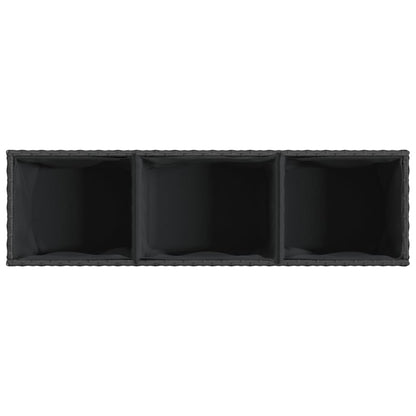 vidaXL Garden Planter with Wheels and 3 Pots Black 107x32x38 cm Poly Rattan