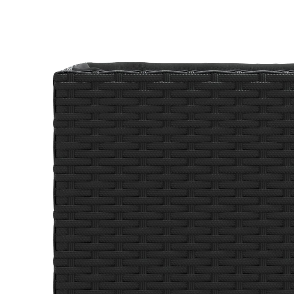 vidaXL Garden Planter with Wheels and 3 Pots Black 107x32x38 cm Poly Rattan