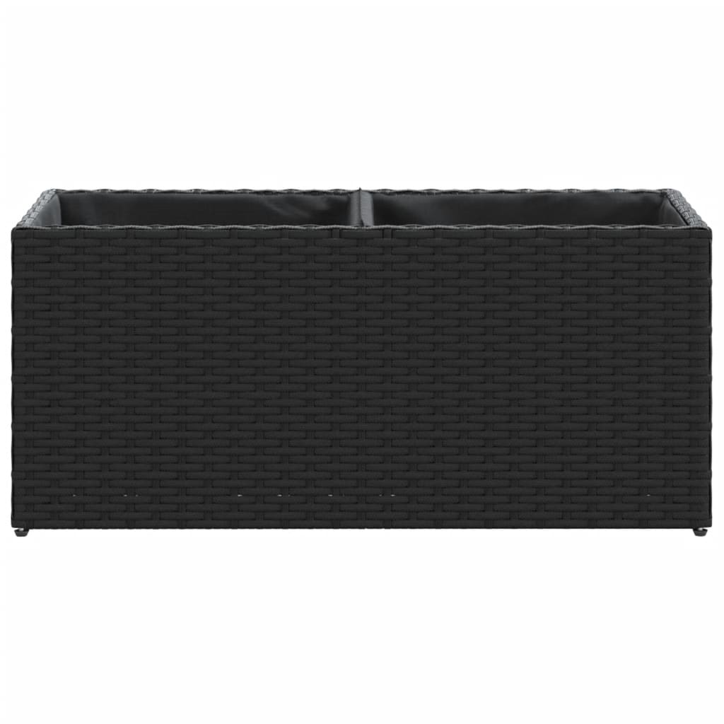 vidaXL Garden Planter with 2 Pots Black 72x30x32 cm Poly Rattan