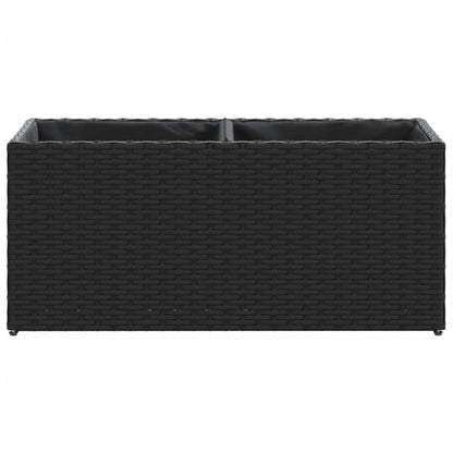 vidaXL Garden Planter with 2 Pots Black 72x30x32 cm Poly Rattan