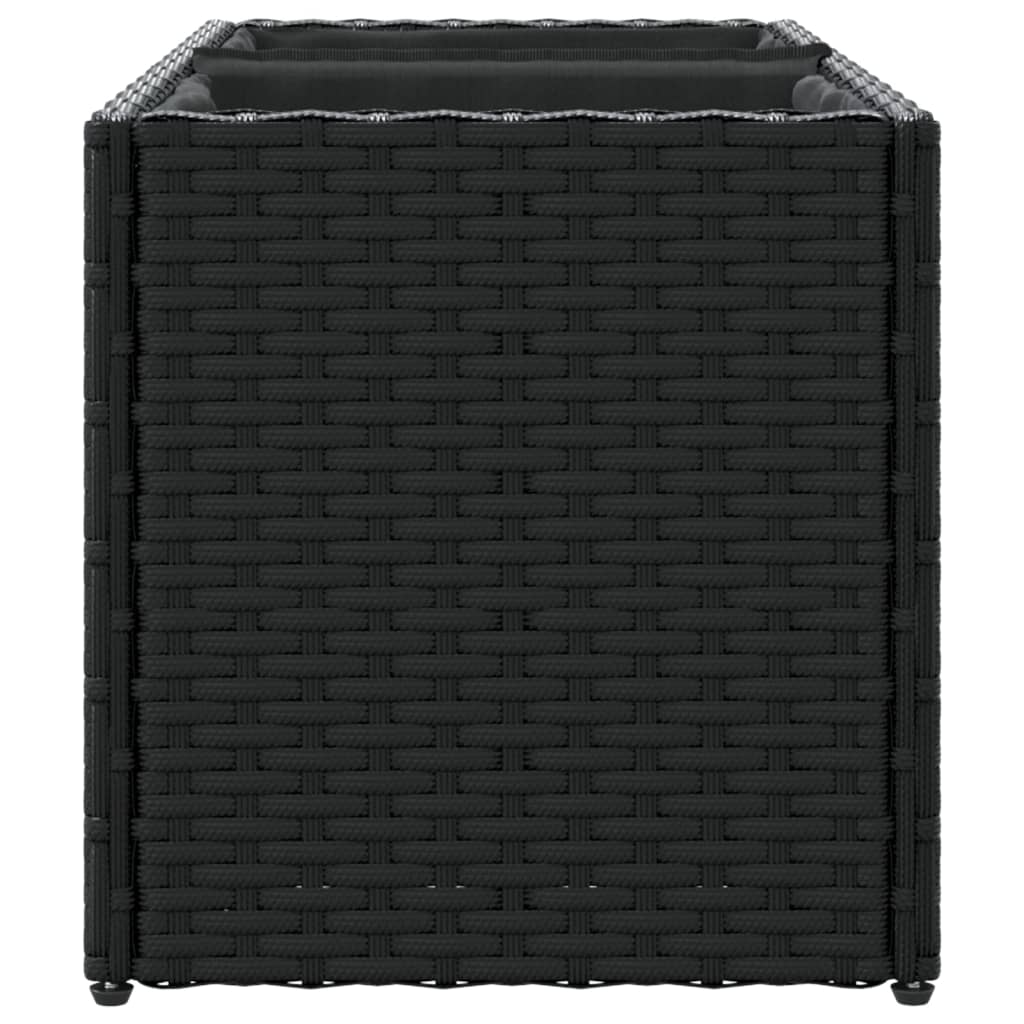 vidaXL Garden Planter with 2 Pots Black 72x30x32 cm Poly Rattan