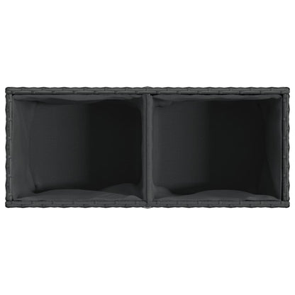 vidaXL Garden Planter with 2 Pots Black 72x30x32 cm Poly Rattan