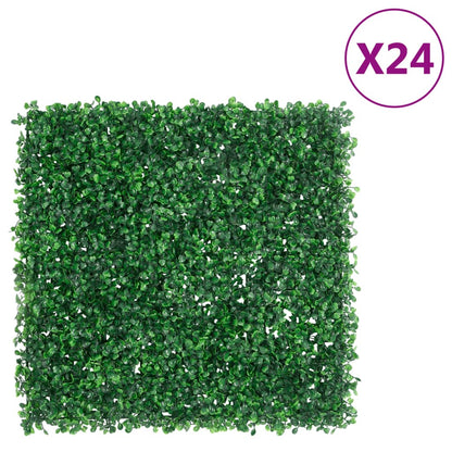 vidaXL Artificial Shrub Leaf Fence 24 pcs Green 50x50 cm