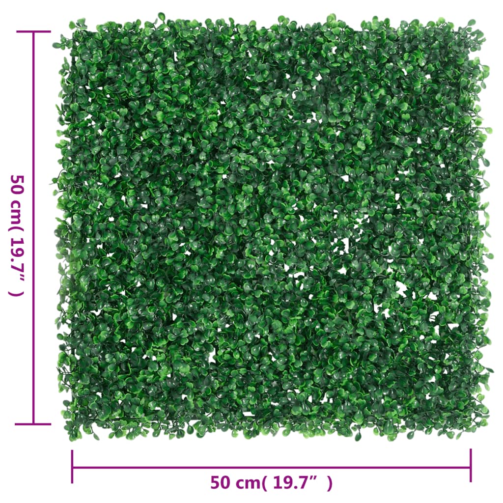 vidaXL Artificial Shrub Leaf Fence 24 pcs Green 50x50 cm