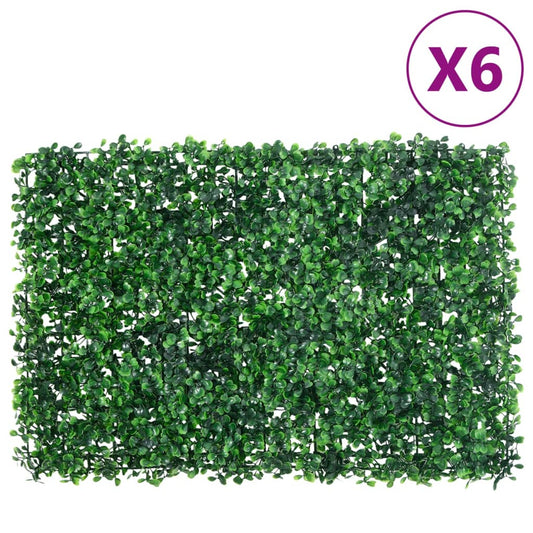  vidaXL Artificial Shrub Leaf Fence 6 pcs Green 40x60 cm
