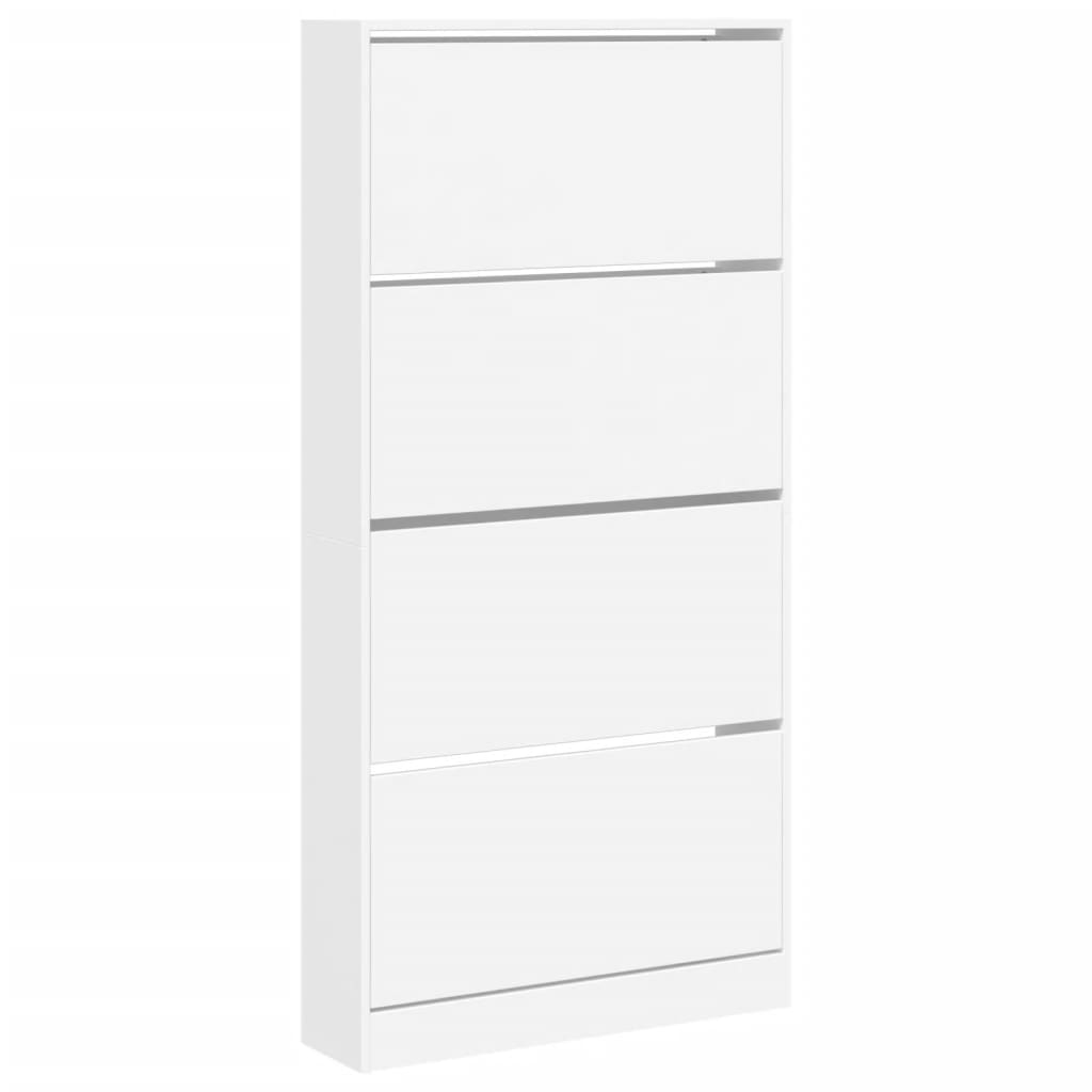 vidaXL Shoe Cabinet with 4 Flip-Drawers White 80x21x163.5 cm