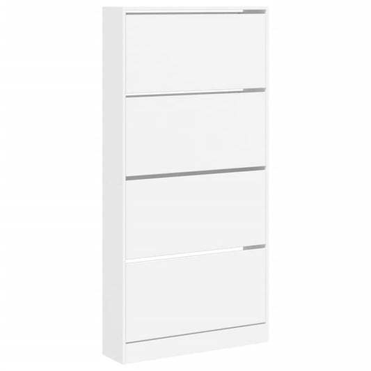 vidaXL Shoe Cabinet with 4 Flip-Drawers White 80x21x163.5 cm