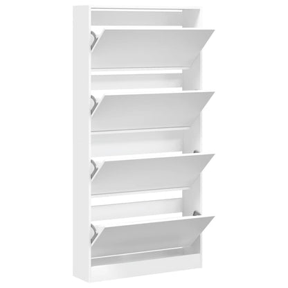 vidaXL Shoe Cabinet with 4 Flip-Drawers White 80x21x163.5 cm