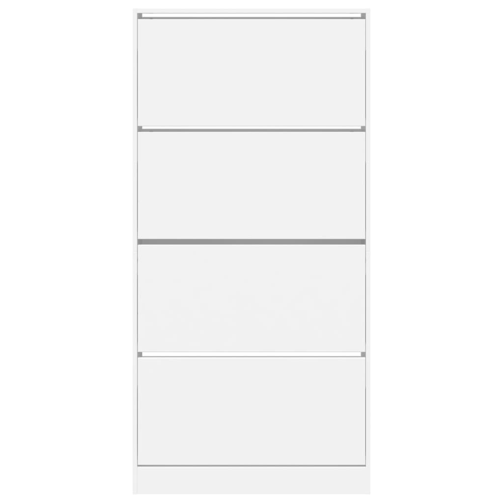 vidaXL Shoe Cabinet with 4 Flip-Drawers White 80x21x163.5 cm