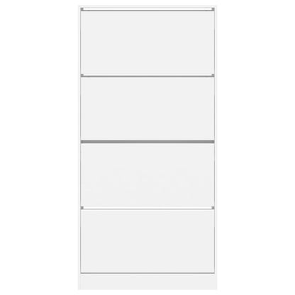 vidaXL Shoe Cabinet with 4 Flip-Drawers White 80x21x163.5 cm