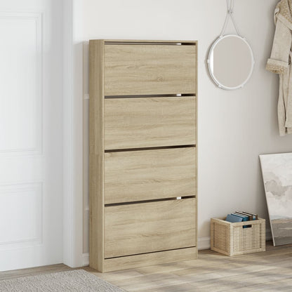 vidaXL Shoe Cabinet with 4 Flip-Drawers Sonoma Oak 80x21x163.5 cm
