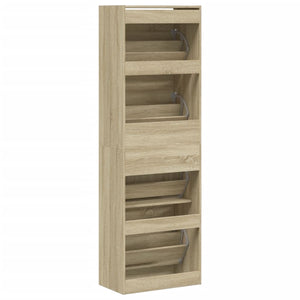 vidaXL Shoe Cabinet with 4 Flip-Drawers Sonoma Oak 60x34x187.5 cm