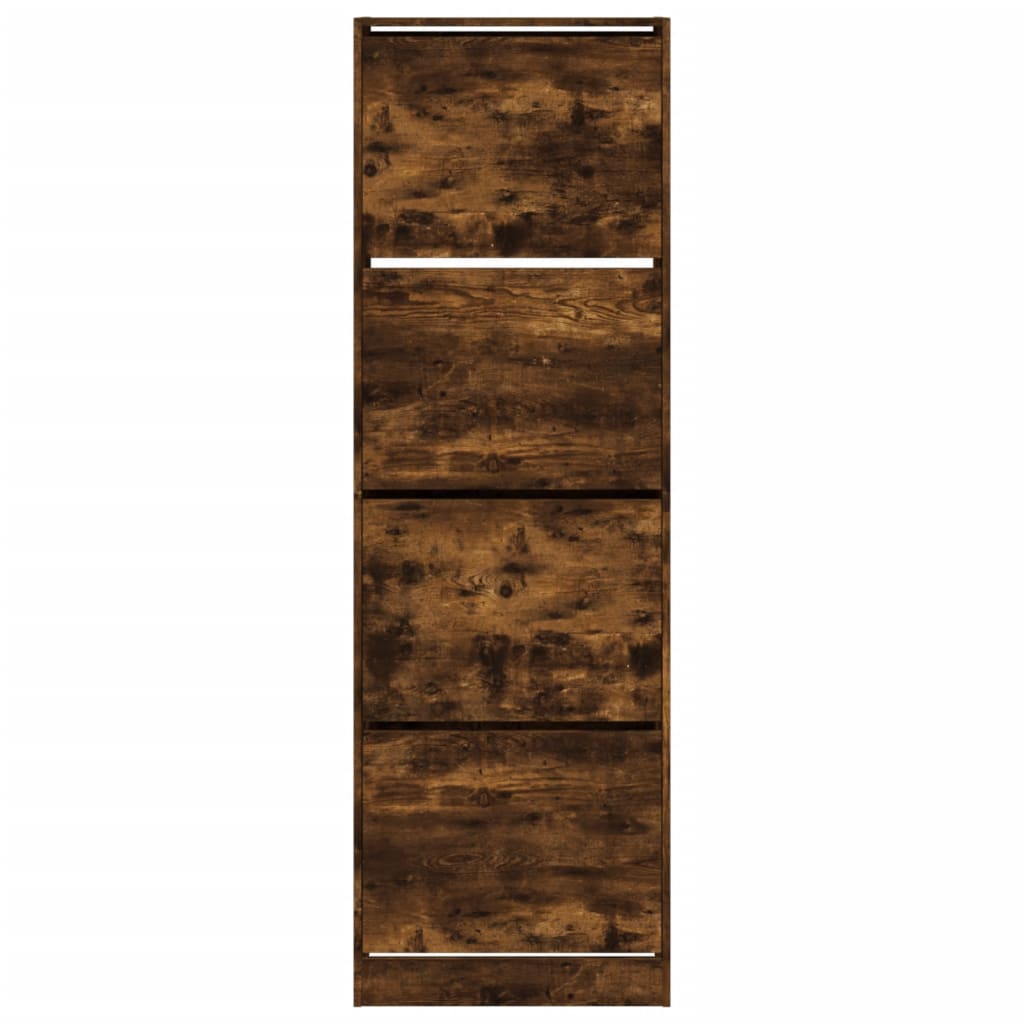 vidaXL Shoe Cabinet with 4 Flip-Drawers Smoked Oak 60x34x187.5 cm