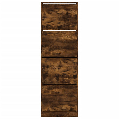 vidaXL Shoe Cabinet with 4 Flip-Drawers Smoked Oak 60x34x187.5 cm