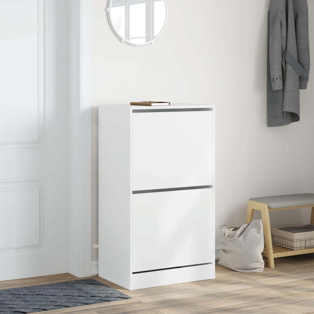 vidaXL Shoe Cabinet with 2 Flip-Drawers White 60x42x108 cm