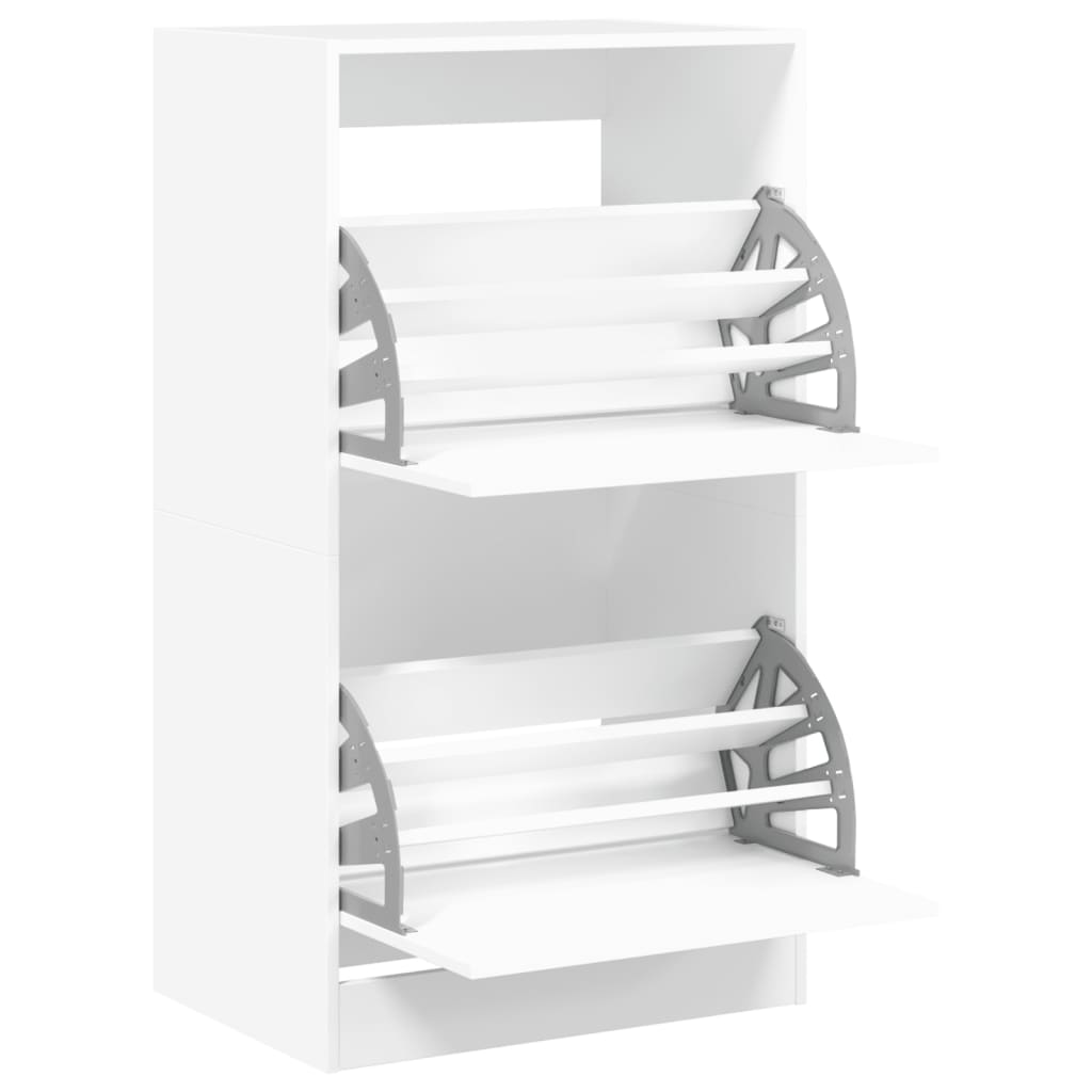 vidaXL Shoe Cabinet with 2 Flip-Drawers White 60x42x108 cm