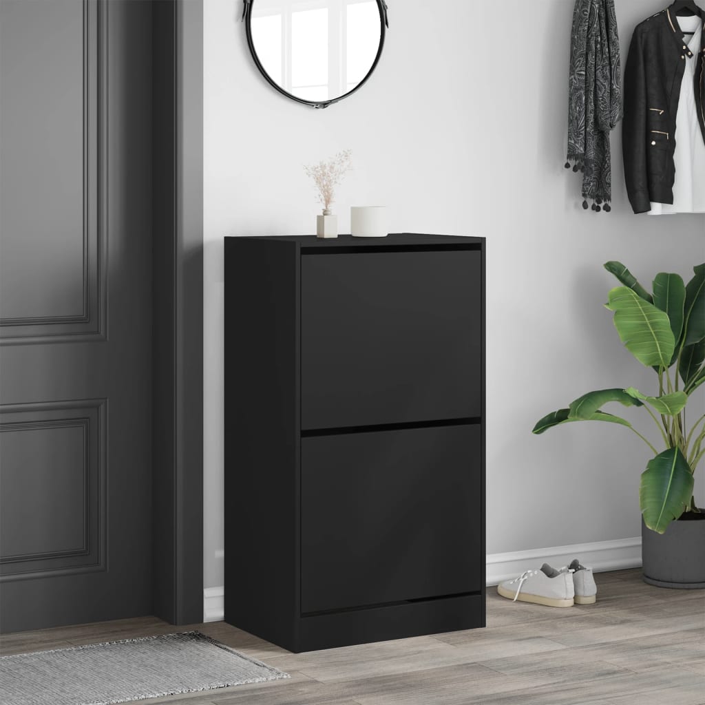 vidaXL Shoe Cabinet | Black | Engineered wood | 60x42x108 cm | Shoe Cabinet