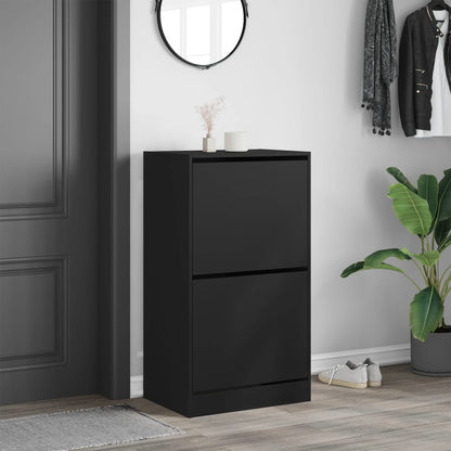 vidaXL Shoe Cabinet | Black | Engineered wood | 60x42x108 cm | Shoe Cabinet