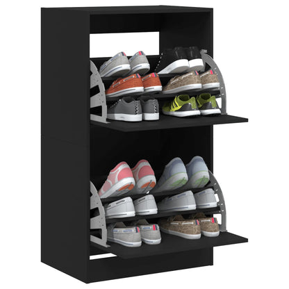 vidaXL Shoe Cabinet | Black | Engineered wood | 60x42x108 cm | Shoe Cabinet