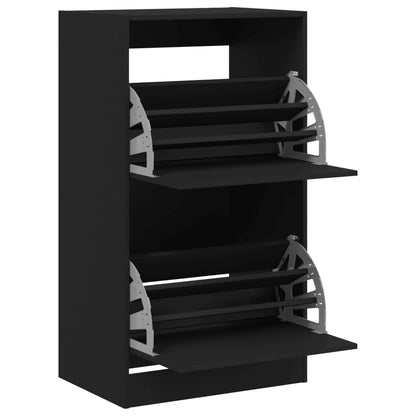 vidaXL Shoe Cabinet | Black | Engineered wood | 60x42x108 cm | Shoe Cabinet