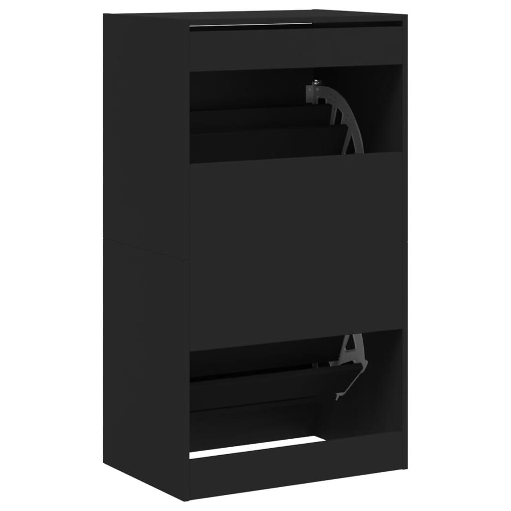 vidaXL Shoe Cabinet | Black | Engineered wood | 60x42x108 cm | Shoe Cabinet