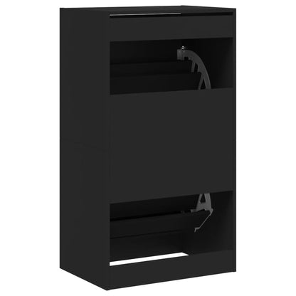 vidaXL Shoe Cabinet | Black | Engineered wood | 60x42x108 cm | Shoe Cabinet