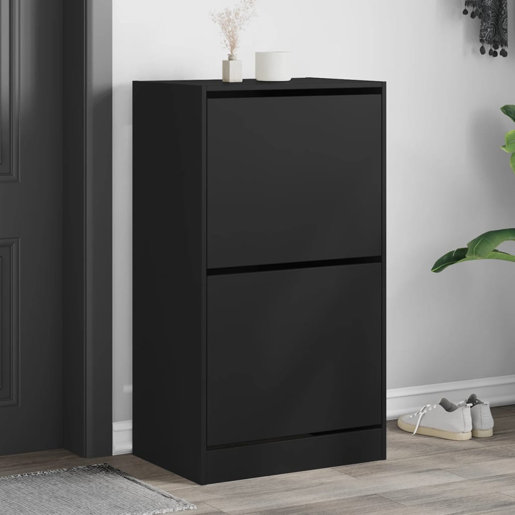 vidaXL Shoe Cabinet | Black | Engineered wood | 60x42x108 cm | Shoe Cabinet