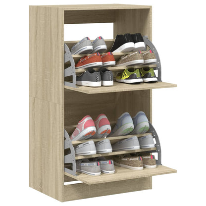 vidaXL Shoe Cabinet with 2 Flip-Drawers Sonoma Oak 60x42x108 cm