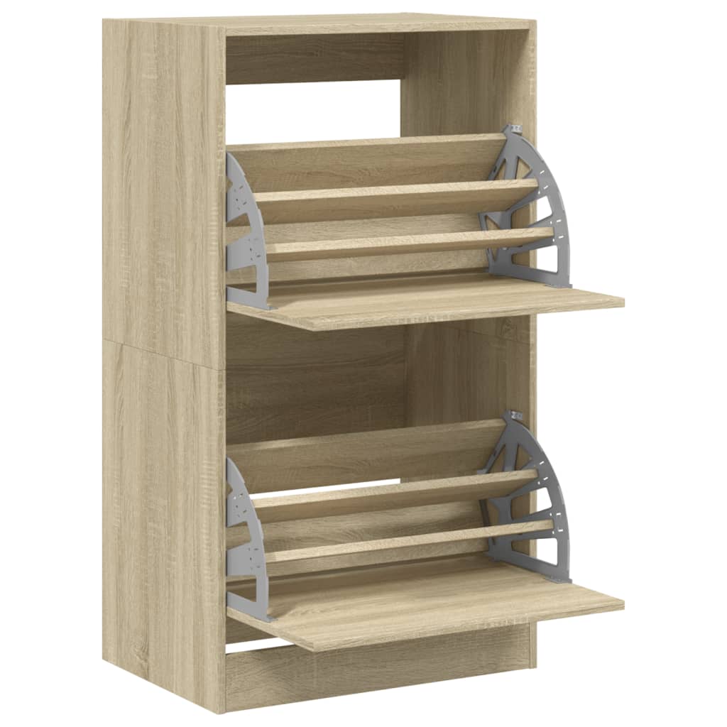 vidaXL Shoe Cabinet with 2 Flip-Drawers Sonoma Oak 60x42x108 cm