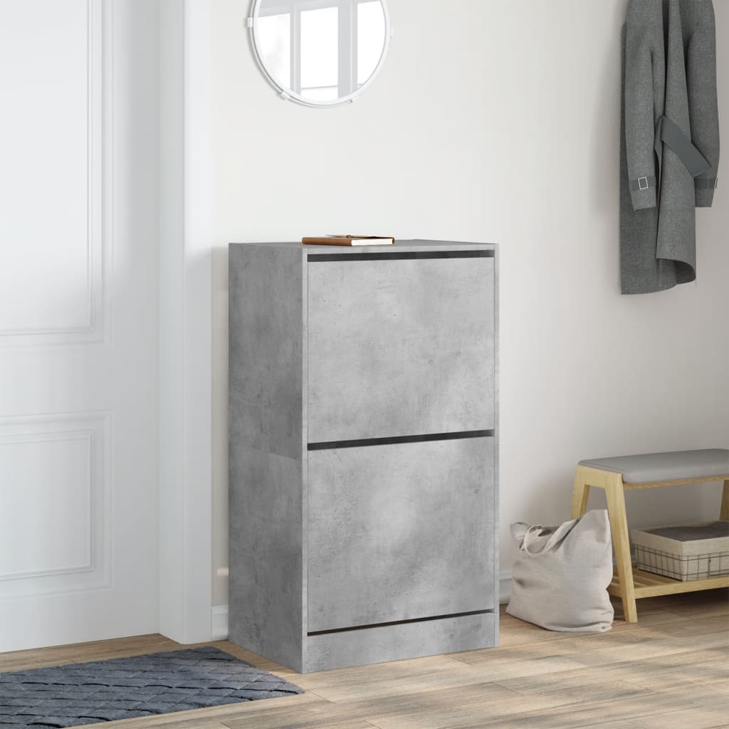 vidaXL Shoe Cabinet with 2 Flip-Drawers Concrete Grey 60x42x108 cm