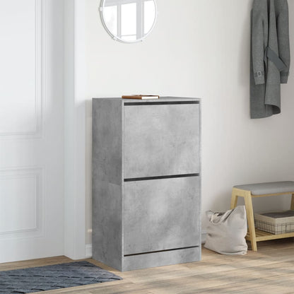 vidaXL Shoe Cabinet with 2 Flip-Drawers Concrete Grey 60x42x108 cm