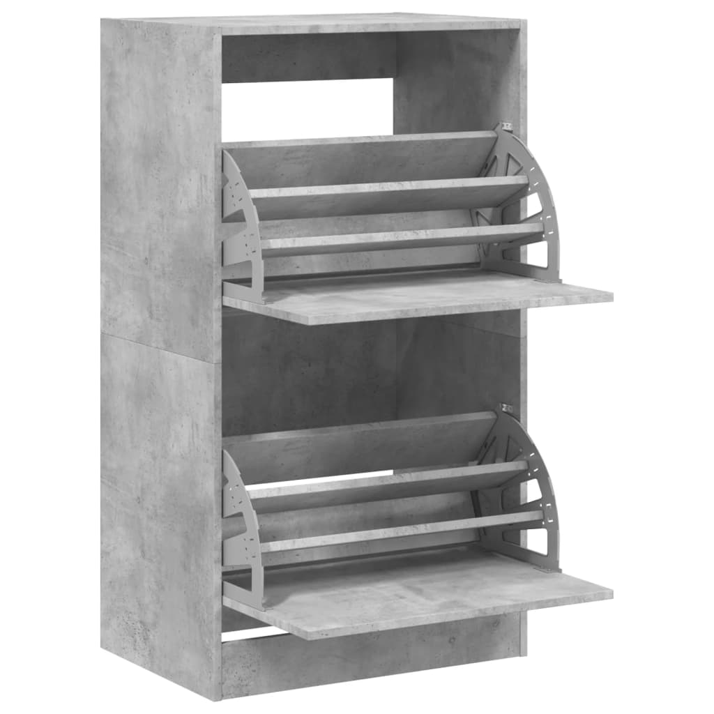 vidaXL Shoe Cabinet with 2 Flip-Drawers Concrete Grey 60x42x108 cm