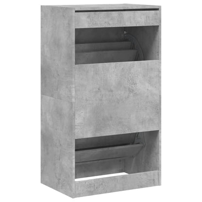 vidaXL Shoe Cabinet with 2 Flip-Drawers Concrete Grey 60x42x108 cm