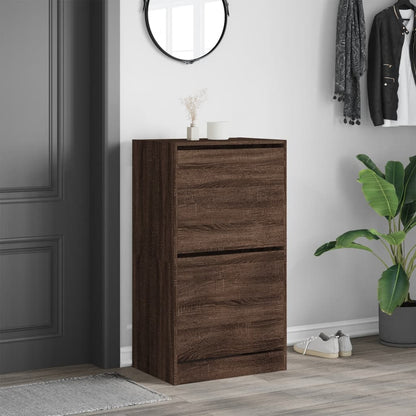 vidaXL Shoe Cabinet with 2 Flip-Drawers Brown Oak 60x42x108 cm