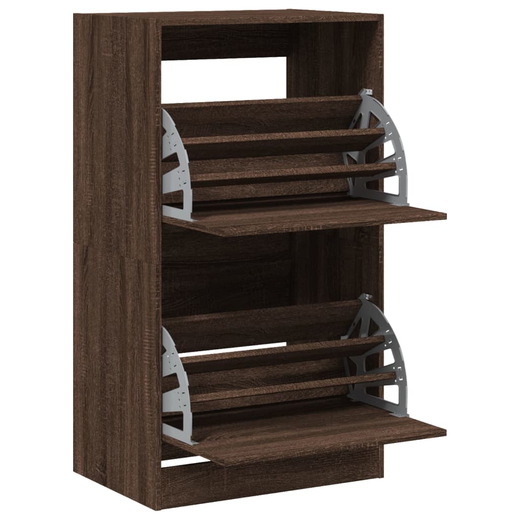 vidaXL Shoe Cabinet with 2 Flip-Drawers Brown Oak 60x42x108 cm