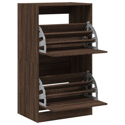 vidaXL Shoe Cabinet with 2 Flip-Drawers Brown Oak 60x42x108 cm