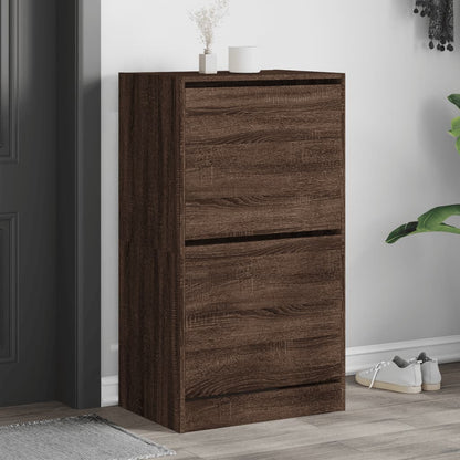 vidaXL Shoe Cabinet with 2 Flip-Drawers Brown Oak 60x42x108 cm