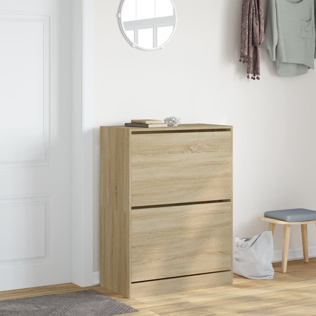 vidaXL Shoe Cabinet with 2 Flip-Drawers Sonoma Oak 80x42x108 cm