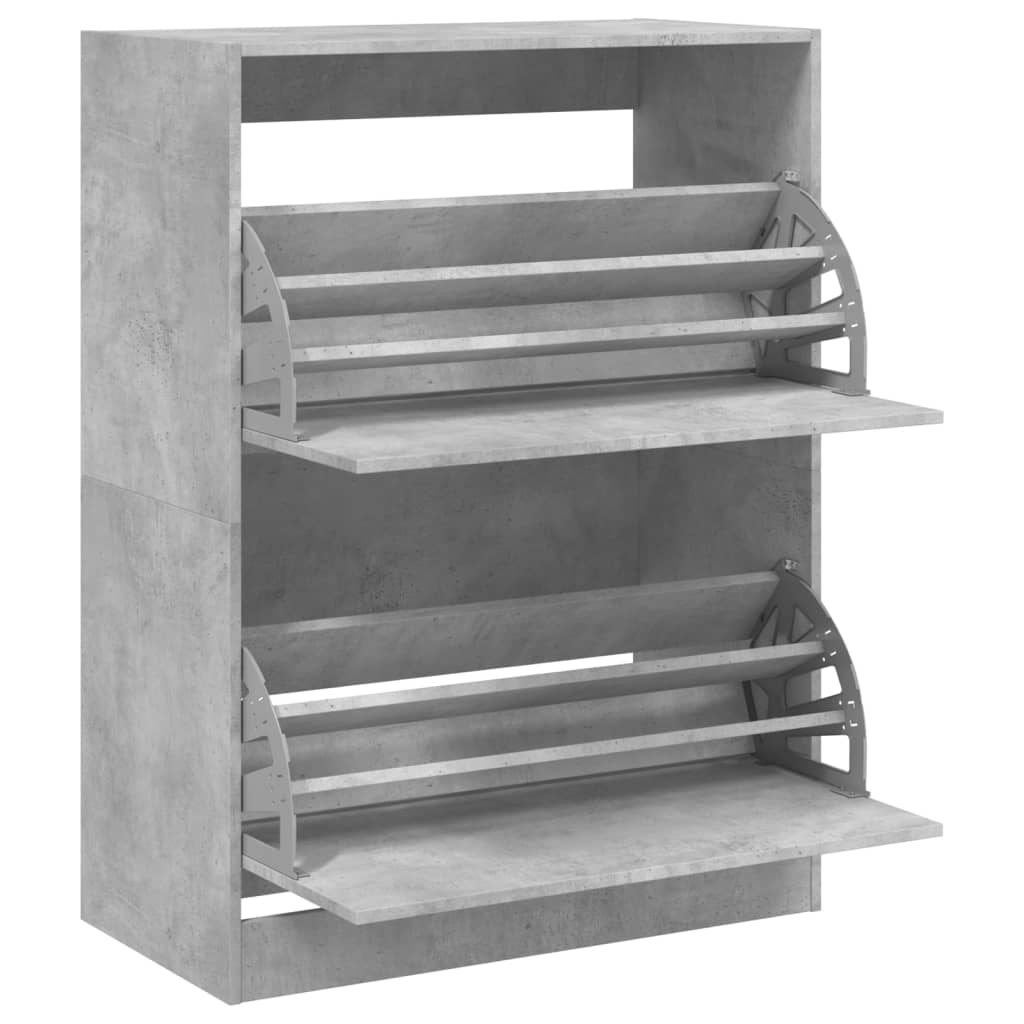 vidaXL Shoe Cabinet with 2 Flip-Drawers Concrete Grey 80x42x108 cm