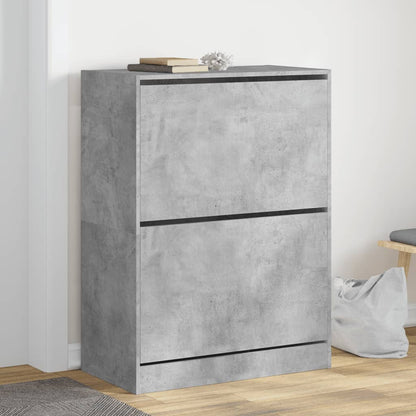 vidaXL Shoe Cabinet with 2 Flip-Drawers Concrete Grey 80x42x108 cm