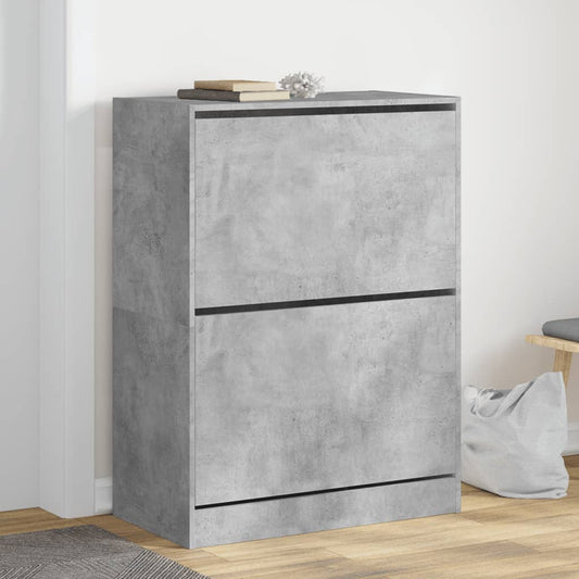 vidaXL Shoe Cabinet with 2 Flip-Drawers Concrete Grey 80x42x108 cm
