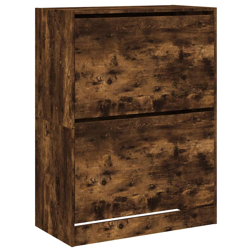 vidaXL Shoe Cabinet with 2 Flip-Drawers Smoked Oak 80x42x108 cm