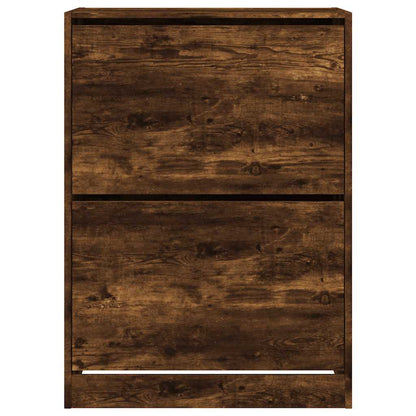 vidaXL Shoe Cabinet with 2 Flip-Drawers Smoked Oak 80x42x108 cm