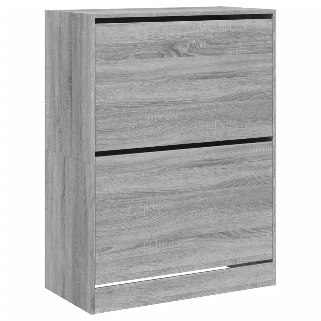 vidaXL Shoe Cabinet with 2 Flip-Drawers Grey Sonoma 80x42x108 cm