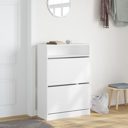 vidaXL Shoe Cabinet with 2 Flip-Drawers White 80x34x116 cm