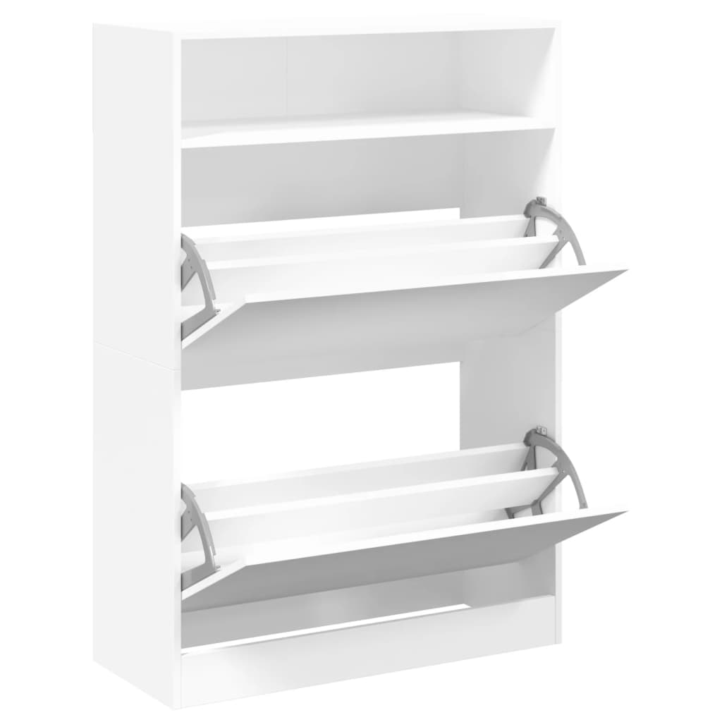 vidaXL Shoe Cabinet with 2 Flip-Drawers White 80x34x116 cm