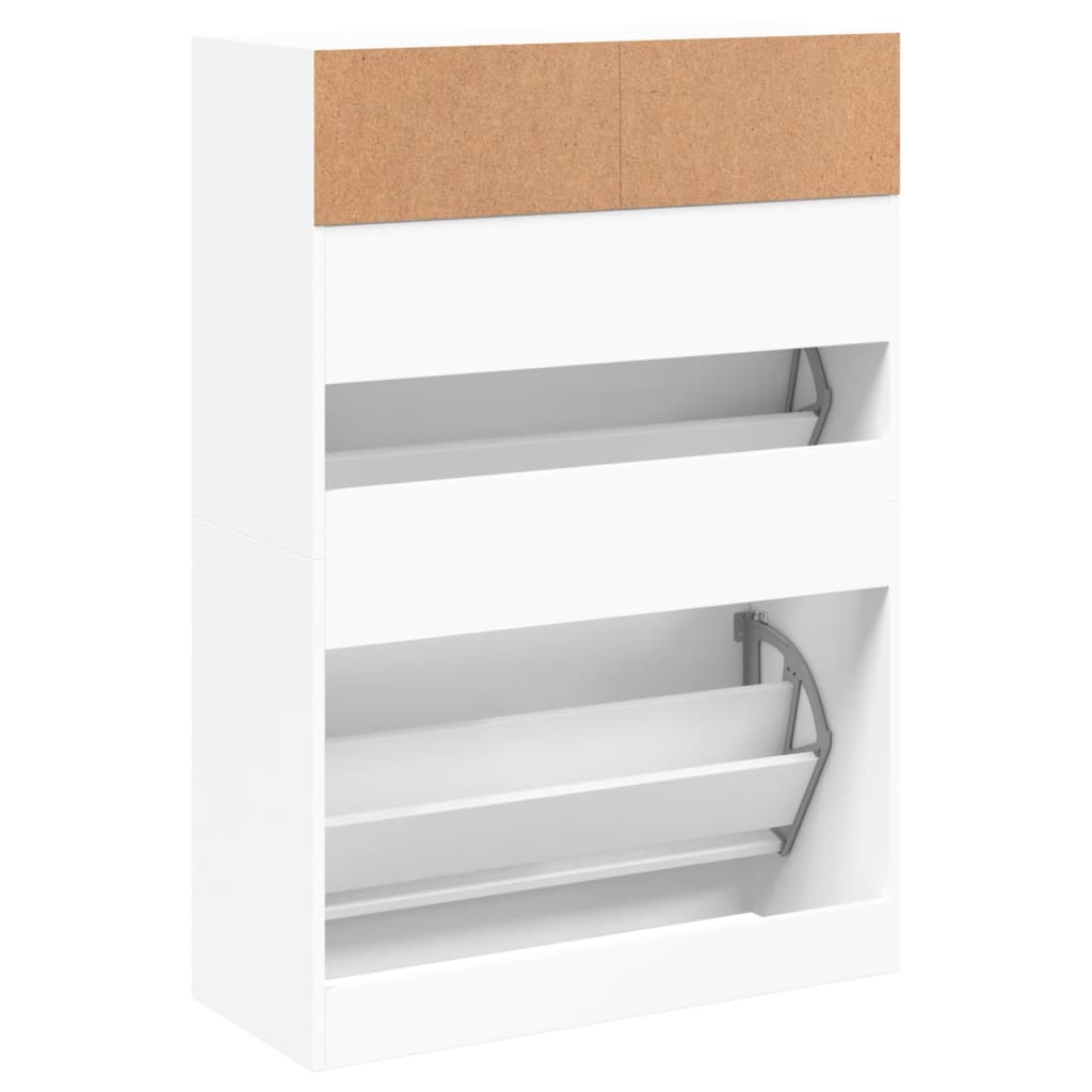 vidaXL Shoe Cabinet with 2 Flip-Drawers White 80x34x116 cm