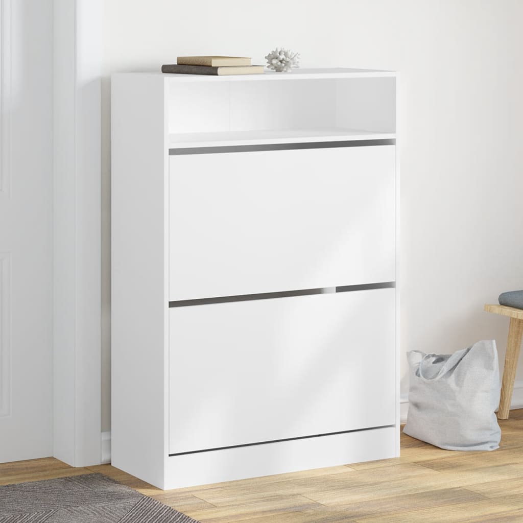 vidaXL Shoe Cabinet with 2 Flip-Drawers White 80x34x116 cm