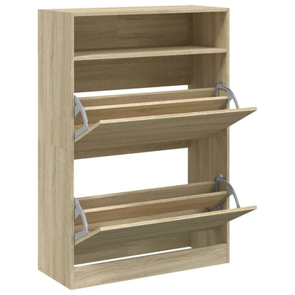 vidaXL Shoe Cabinet with 2 Flip-Drawers Sonoma Oak 80x34x116 cm